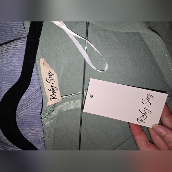 Asymmetrical Sage Green Cutout Dress - Women - Picture 6 of 6